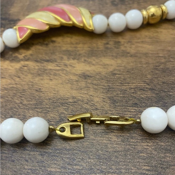 Napier White & Gold Acrylic Bead Necklace - Picture 6 of 9